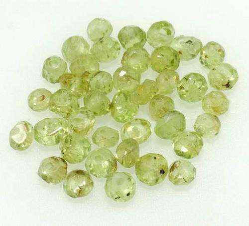 MARYKAY - NATURAL FACETED PERIDOT GEMSTONE BEADS - IDEAL FOR CRAFTS/BEADING 5 X 9mm