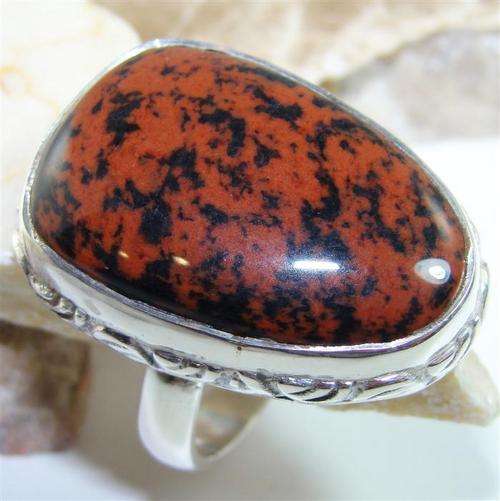 MARYKAY - NATURAL COCKTAIL MAHOGANY OBSIDIAN RING IN STERLING SILVER