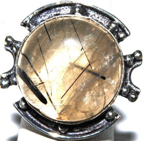 MARYKAY - LOVELY BLACK TOURMALATED QUARTZ STERLING SILVER COCKTAIL RING 6,5/N