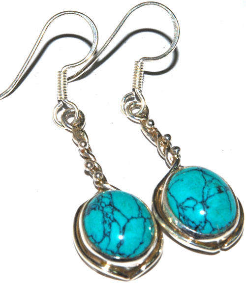 MARYKAY - SOLID BLUE TURQUOISE STERLING SILVER EARRINGS