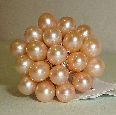 MARYKAY - ABSOLUTELY FABULOUS APRICOT GENUINE FRESHWATER PEARL RING 8/Q