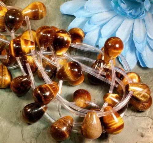 MARYKAY - BEAUTIFUL NATURAL GOLD TIGER EYE GEMSTONE BEADS - IDEAL FOR CRAFTS/BEADING 14/10T