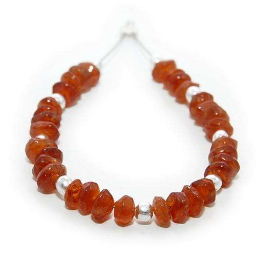 MARYKAY - NATURAL HESSONITE GARNET RONDELLE GEMSTONE BEADS