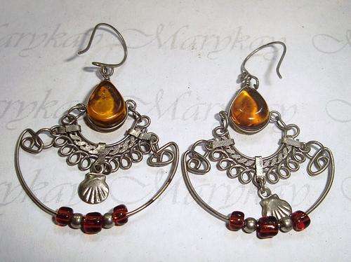 MARYKAY - BEAUTIFUL ALPACA  SILVER & MURANO STONE EARRINGS - MADE IN PERU