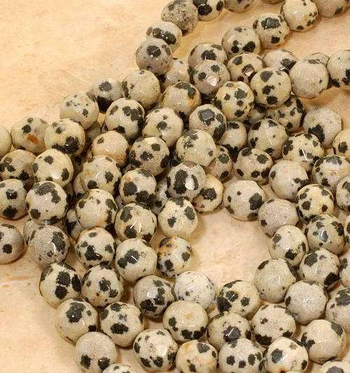 MARYKAY - LOVELY FACETED DALMATIAN JASPER GEMSTONE BEADS - IDEAL FOR CRAFTS/BEADING 8F