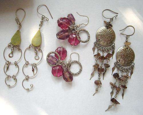 MARYKAY - THREE PAIRS OF ALPACA SILVER & STONE EARRINGS - MADE IN PERU
