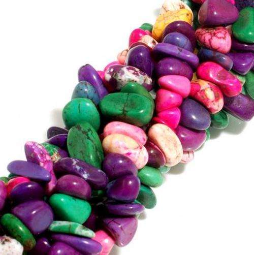 MARYKAY  - MULTI-COLOURED TURQUOISE GEMSTONE NUGGET BEADS - IDEAL FOR CRAFTS/BEADING