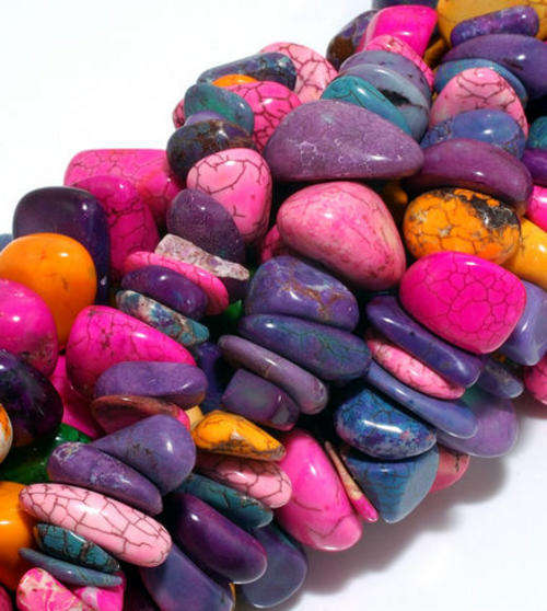 MARYKAY  - MULTI-COLOURED TURQUOISE GEMSTONE NUGGET BEADS - IDEAL FOR CRAFTS/BEADING