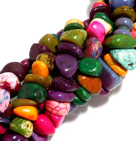 MARYKAY  - MULTI-COLOURED TURQUOISE GEMSTONE NUGGET BEADS - IDEAL FOR CRAFTS/BEADING