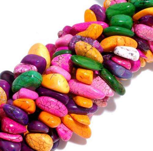 MARYKAY  - MULTI-COLOURED TURQUOISE GEMSTONE NUGGET BEADS - IDEAL FOR CRAFTS/BEADING