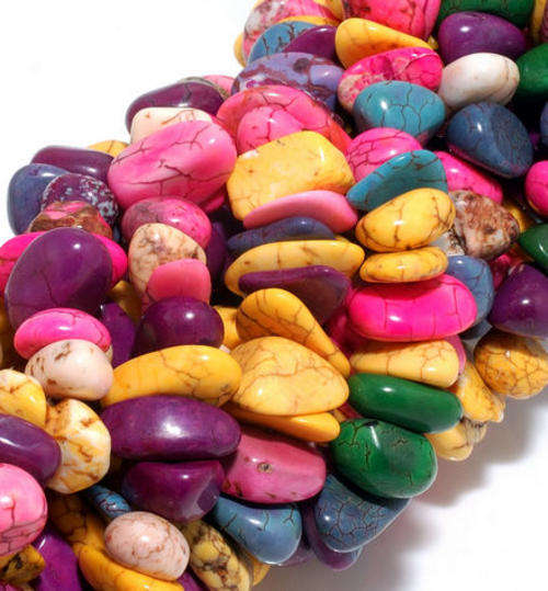 MARYKAY  - MULTI-COLOURED TURQUOISE GEMSTONE NUGGET BEADS - IDEAL FOR CRAFTS/BEADING