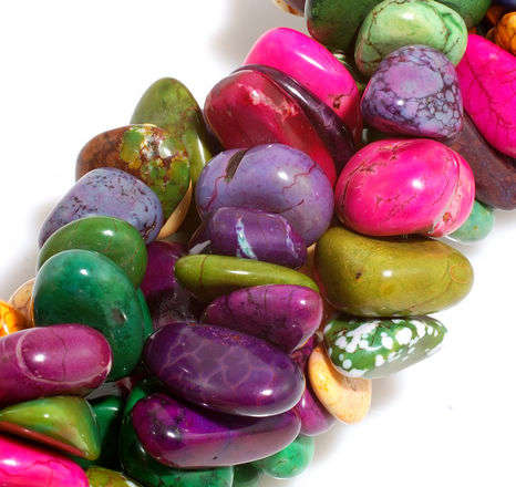 MARYKAY  - MULTI-COLOURED TURQUOISE GEMSTONE NUGGET BEADS - IDEAL FOR CRAFTS/BEADING