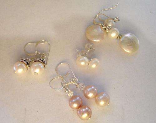 MARYKAY - FOUR PAIRS OF AUTHENTIC FRESHWATER PEARL EARRINGS