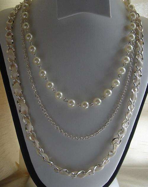 MARYKAY -  LOVELY THREE STRING WHITE CULTURED FRESHWATER PEARL NECKLACE