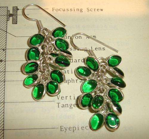 MARYKAY -  LOVELY EMERALD QUARTZ GEMSTONE SILVER PLATED OVER COPPER EARRINGS
