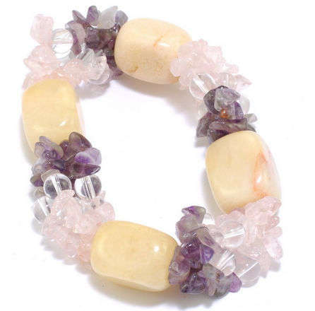 MARYKAY COLLECTION - STRIKING 4 STRAND ROSE QUARTZ, AMETHYST AND AVENTURINE GEMSTONE BRACELET