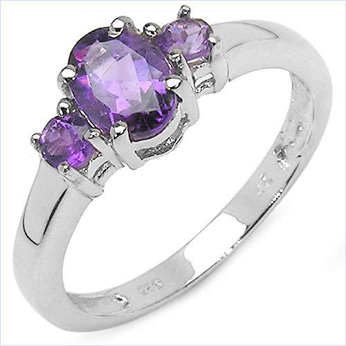 MARYKAY - LOVELY 1.05 CTW GENUINE AMETHYST .925 SILVER RING - FEBRUARY BIRTHSTONE
