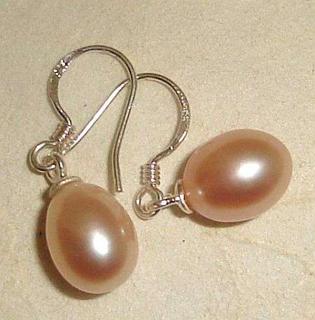 MARYKAY - DANGLE APRICOT FRESHWATER PEARL EARRINGS  IN .925 STERLING SILVER