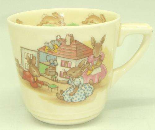 Royal Doulton Bunnykins Tea Cup; With mice & a doll house; Made in 1959-1998