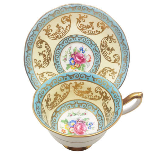 Royal Albert Coffee Cup and Saucer Gold and Turquoise