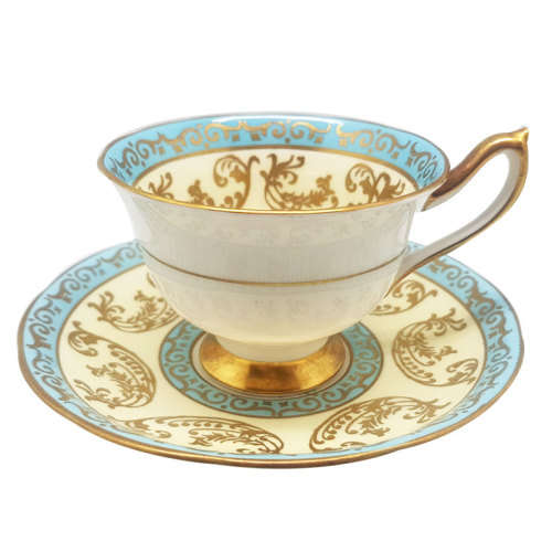 Royal Albert Coffee Cup and Saucer Gold and Turquoise
