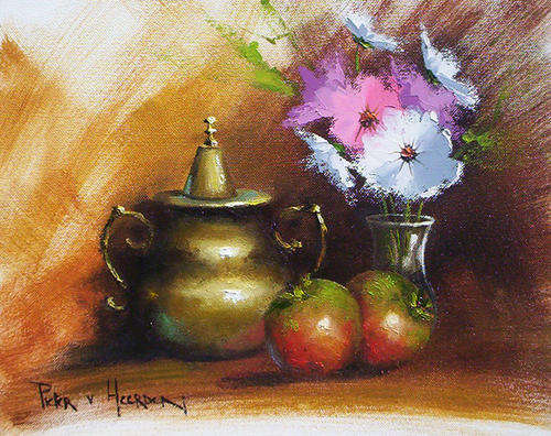 Copper pot with flowers (300mm x 400mm)