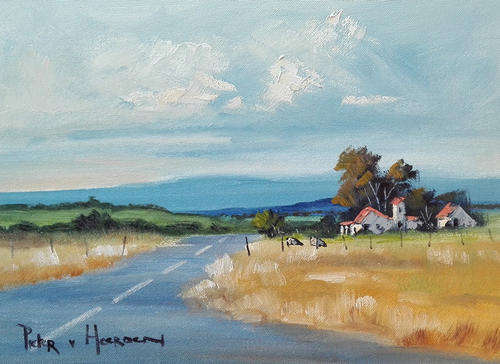 Farmhouse next to road (300mm x 400mm)