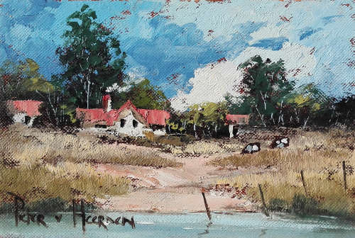 House at waterhole (155mm x 230mm)
