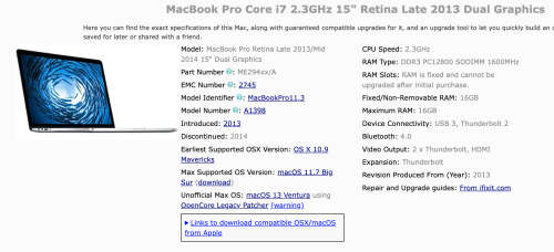 MacBook Pro Core i7 2.3GHz 15` Retina Late 2013 Dual Graphics