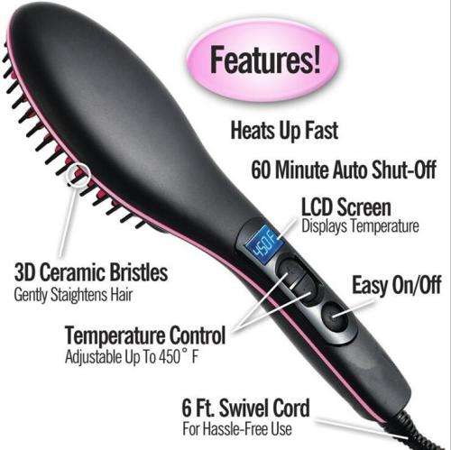 Ceramic Electric Degital Control Antiscaled Brush Fast Hair Straightener Brush