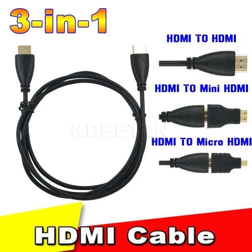 Full HD High Speed 3 in 1 HDMI TO HDMI Mini HDMI Micro HDMI Cable HDTV 1080P