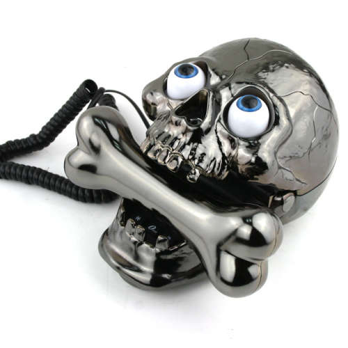 Popping Eyes Skull Telephone Jumping Eyes Skull Phone with Bone Headset
