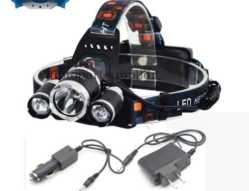 Bright Headlight Headlamp Flashlight Torch 3 CREE XM-L2 T6 LED with Rechargeable Batteries