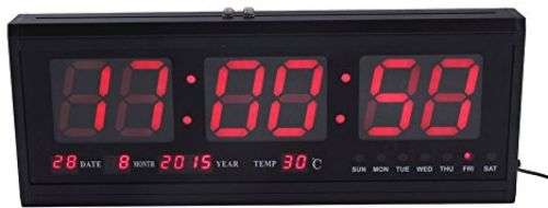 Big digital LED night color light display temp calendar alarm wall clock