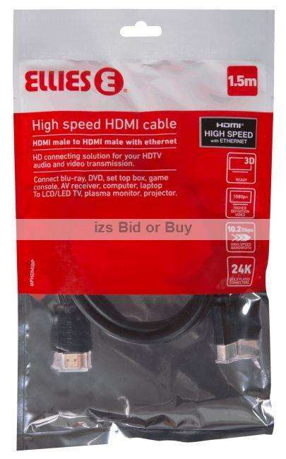 Ellies High Speed HDMI Cable 1.5Meter Supports 3DTV, 4K & Ethernet 10.2 Gbps