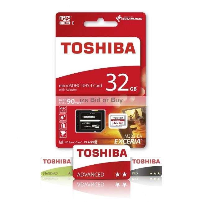 Toshiba Exceria 32GB microSDHC UHS-I Card & Adapter Class 10 90MB/s ***WOW***