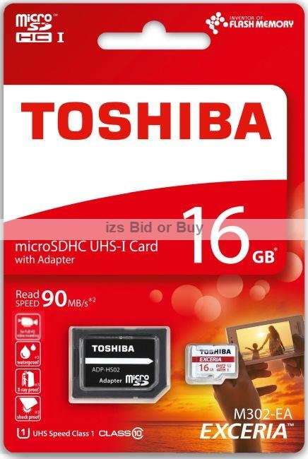 Toshiba Exceria 16GB microSDHC UHS-I Card & Adapter Class 10 90MB/s