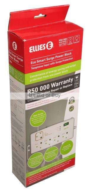 Ellies Eco Smart Surge Power Block With Telephone Input ***R50 000 Warranty***