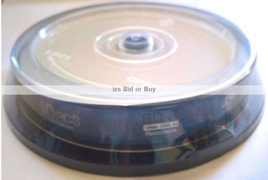 Baseline 10 Spindle Blank Blu-Ray BD-R Printable Discs ***WOW***
