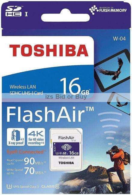 Toshiba FlashAir 16GB Wireless LAN SDHC UHS-I Memory Card ***4K Video***
