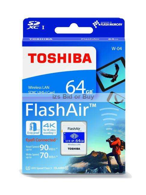 Toshiba FlashAir 64GB Wireless LAN SDHC UHS-I Memory Card ***4K Video***