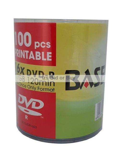 Baseline 100 Pack Blank Printable DVD-R Shrink Packed ***WOW***