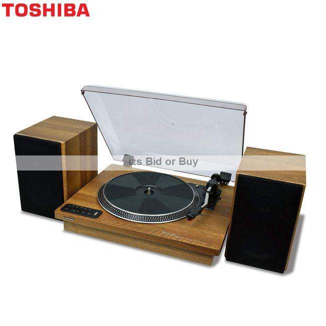 Toshiba Vinyl Record Player Turntable with Shelf Speakers ***BLUETOOTH & USB***