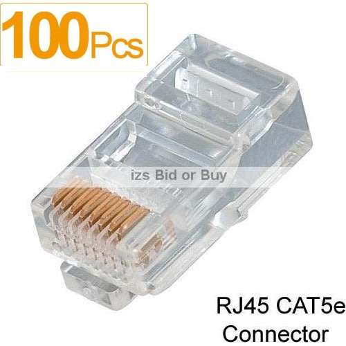 RJ45 Cat5e Crimp Connector - 100 Pack