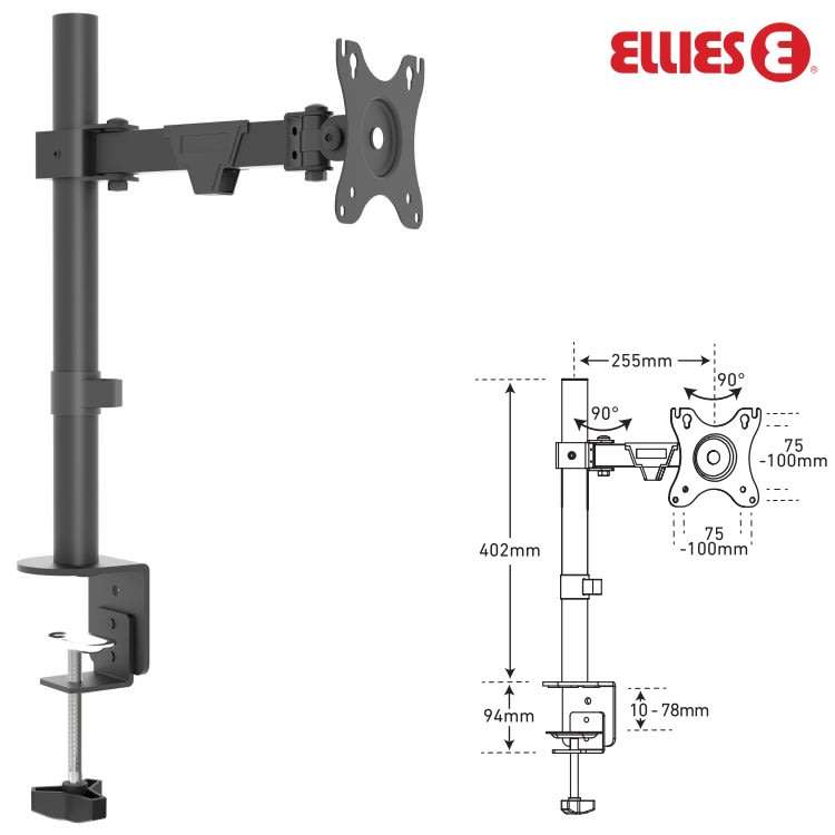 Ellies Single Arm Height Adjustable Monitor Mount 13` - 32` ***WOW***