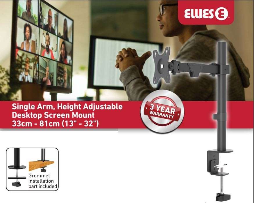 Ellies Single Arm Height Adjustable Monitor Mount 13` - 32` ***WOW***