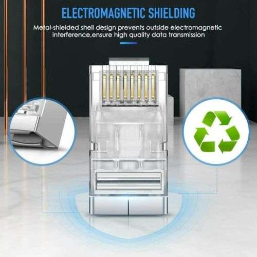 RJ45 EZ Cat5e Shielded Pass Through Crimp Connector