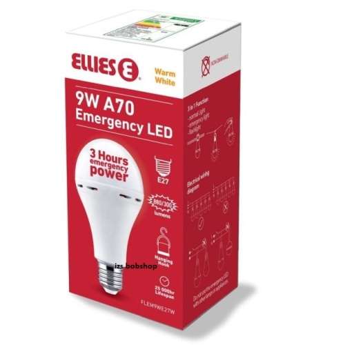 Ellies 9W A70 Emergency E27 LED Bulb Warm White