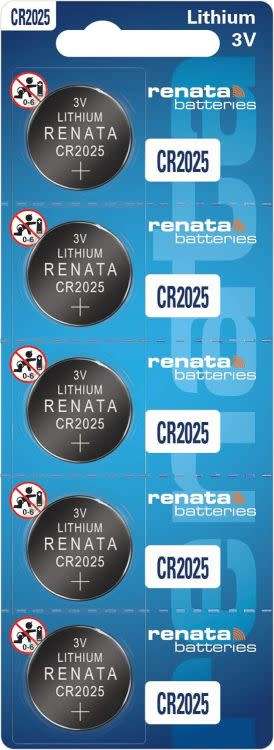 Renata CR2025 Lithium 3V Battery 5 Pack