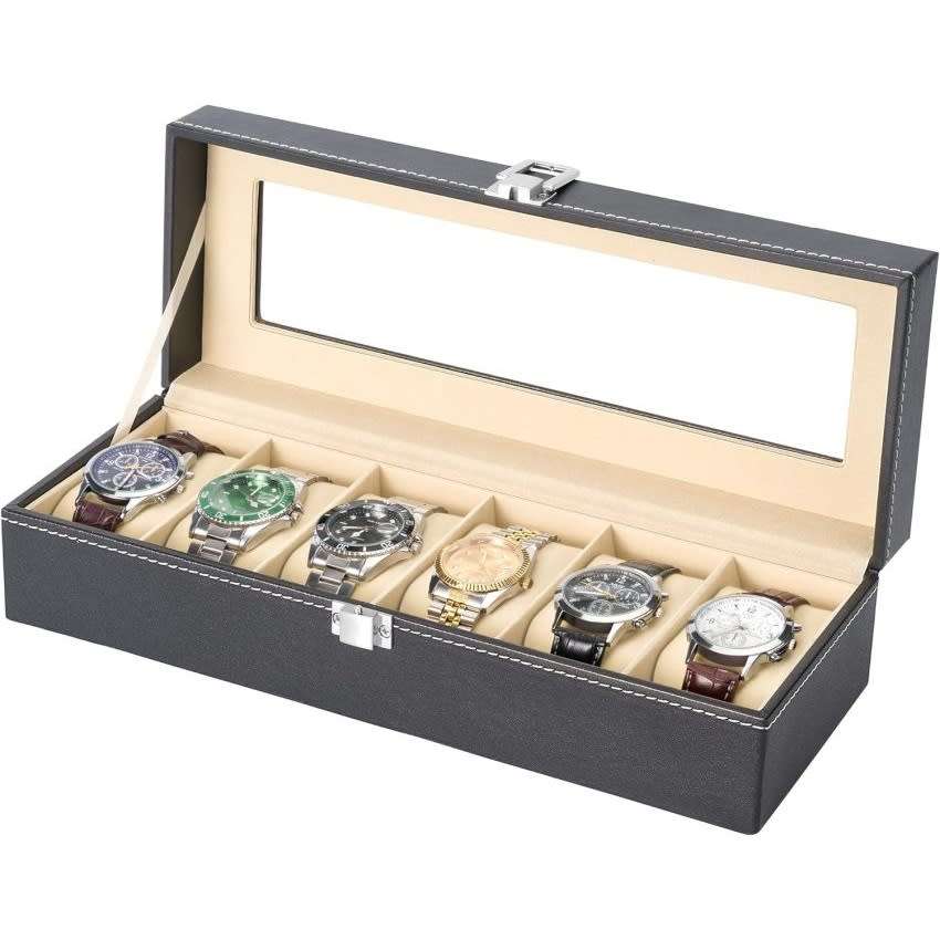 Watch box display case organizer 6 slot